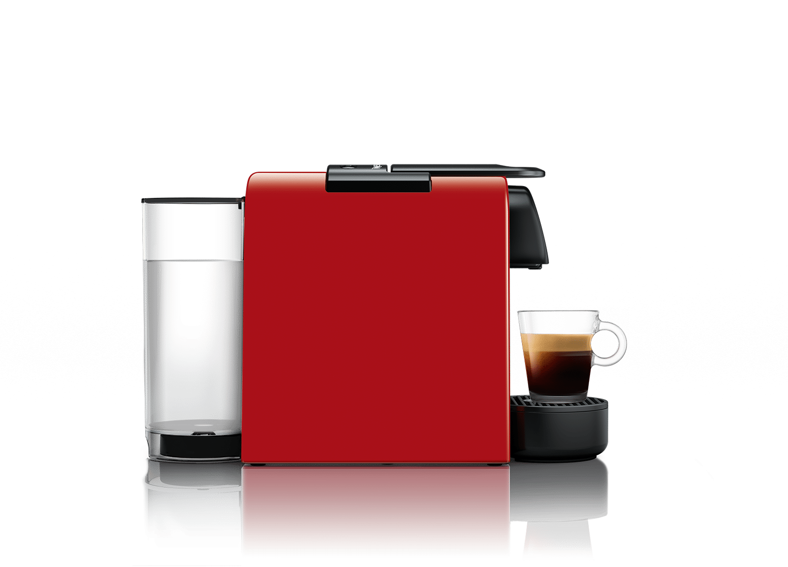 EssenzaMini D Red - Side מכונת קפה NESPRESSO נספרסו ESSENZA MINI אסנזה מיני בצבע אדום דגם D30 כולל מקציף חלב ארוצ'ינו