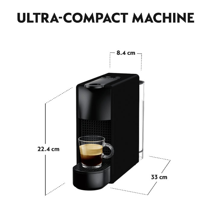 new_projectmniii מכונת קפה NESPRESSO אסנזה מיני בצבע שחור דגם C30 כולל מקציף חלב ארוצ'ינו