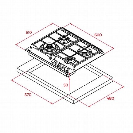 12035_03112020103846_large כיריים משולבות 2 להבות גז 2 אינדוקציה 60 ס"מ Teka תקה JZC 64322 AB