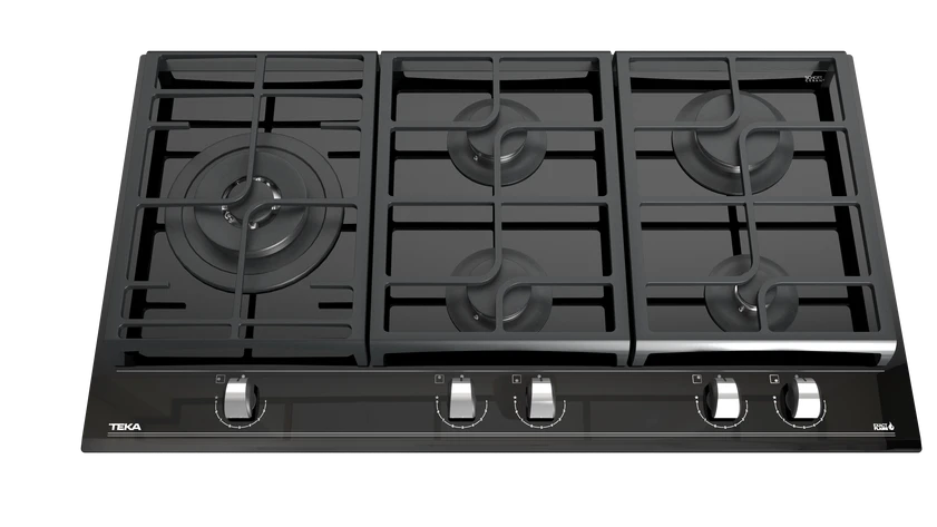 2 כיריים גז 5 להבות 90 ס"מ תקה GZC 95320 XB teka זכוכית שחורה