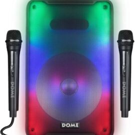 בידורית ניידת מוארת Dome 1200W P.M.P.O דום עם שני מיקרופונים אלחוטי + חוטי דגם - CLUB-108