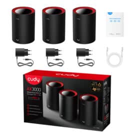 מגדיל טווח מבית AX3000 Wi-Fi 6 Mesh 2.5G Solution M3000 (3-Pack) CUDY - שלוש יחידות