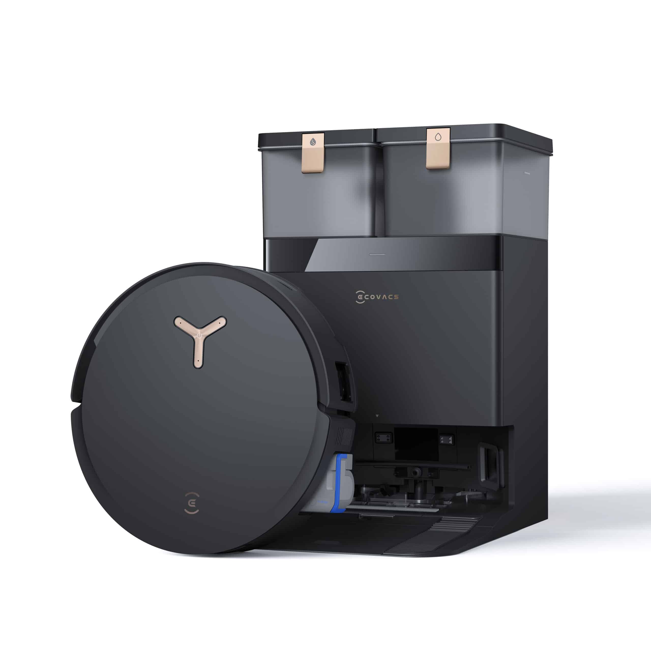 1 שואב רובוטי חכם עם תחנת עגינה אקווקס ECOVACS DEEBOT X8 PRO OMNI שחור - אחריות ע׳׳י היבואן הרשמי רונלייט