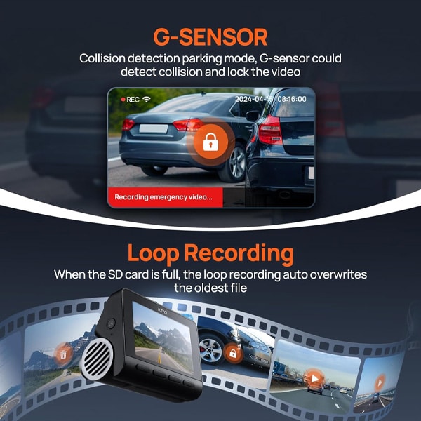 edda0e36-2af0-4aca-81ca-39f4946acc90 מצלמת רכב 4K חכמה דו-כיוונית 70mai Dash Cam A800S-1 שיאומי XIAOMI