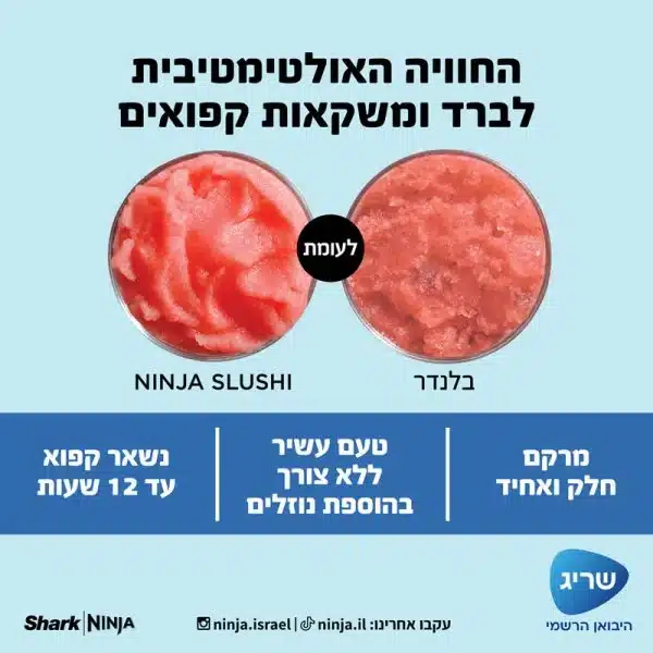 4 מכונת ברד ומשקאות קפואים NINJA נינג׳ה דגם FS301 Slushi - אחריות ע''י שריג היבואן הרשמי