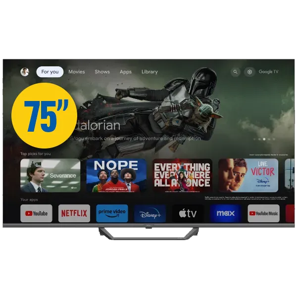large-75 טלוויזיה Haier האייר ''75 דגם H75S80FUX QLED 4K Google TV