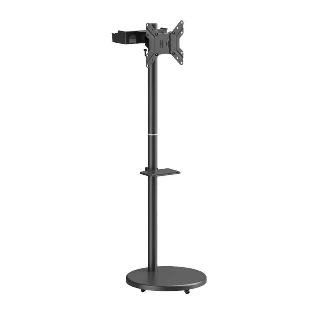 1 מעמד רצפתי מעוצב עם גלגלים נסתרים למסכים עד 43׳׳ אודיו ליין AUDIO LINE דגם Al-45 צבע שחור - אספקה החל מתאריך 10/03