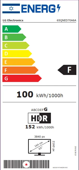 3 טלוויזיה אל ג'י ''65 LG דגם 65QNED70A6A QNED