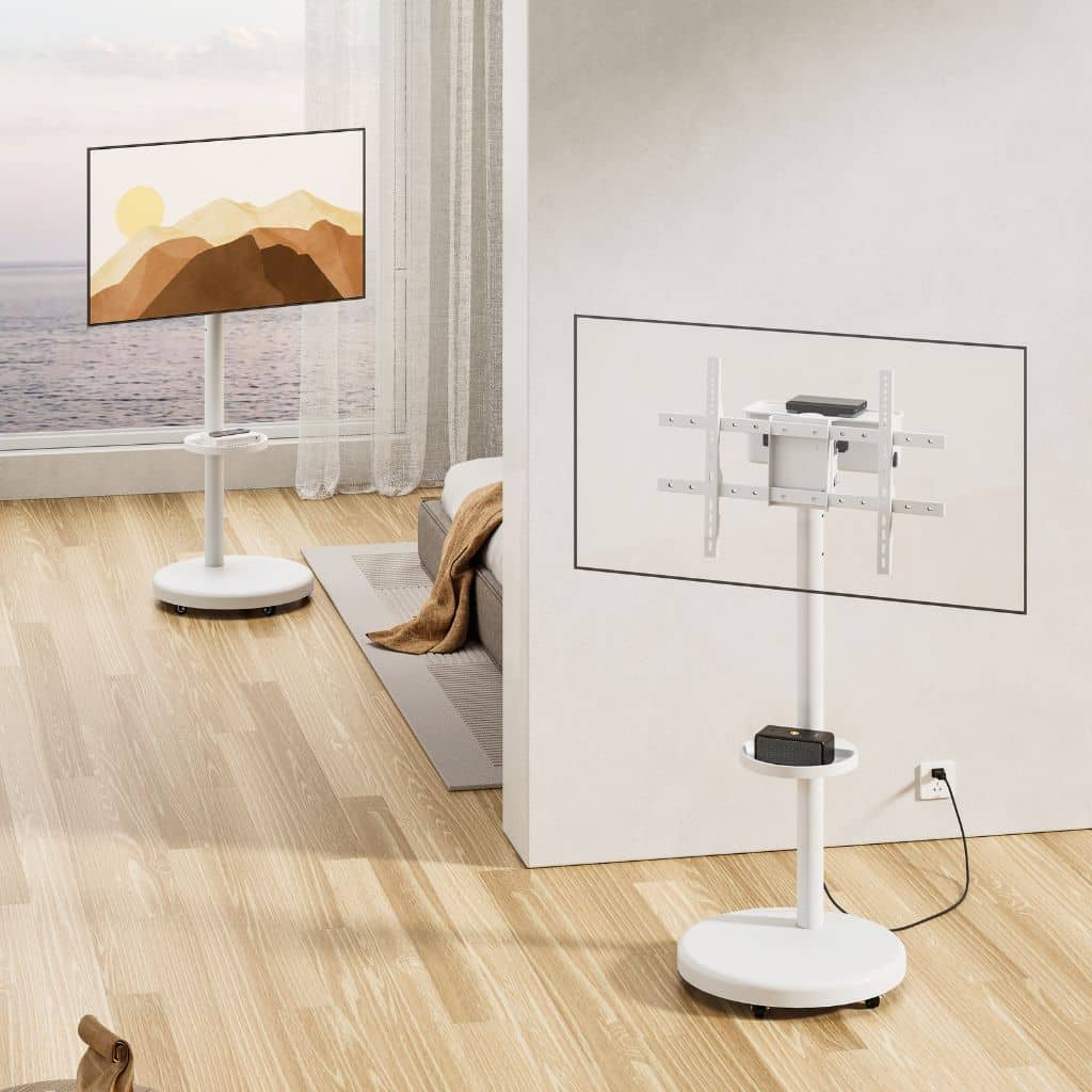 4 מעמד רצפתי מעוצב עם גלגלים למסכים עד 86׳׳ אודיו ליין AUDIO LINE דגם AL-70